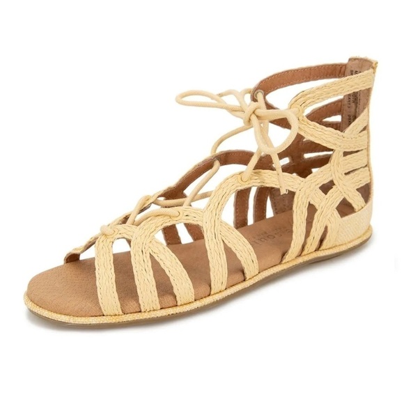 Gentle Souls Break My Heart 3 Caged Gladiator Sandals in Natural Raffia 8 1/2 - Picture 1 of 14